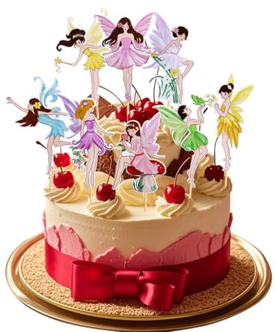 Pappbecher Cupcake Toppers Fee,Tortendeko Fee, Fairy Kuchen Topper Blume Fee Kuchen Dekoration, tortendekoration, Kuchendeko, Mädchen für Geburtstag Party