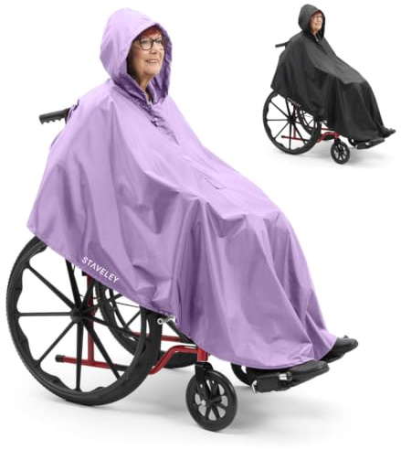 Staveley Wheelchair Rain Cape Poncho Waterproof | Unisex Lightweight Adult Mobility Rain Cape | Protection for Wheelchair & Electric Wheelchair Users (Lilac)