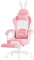 Meesus Pink Gaming Chairs for Adults Girls Women, High Back Kawaii Computer Chair with Bunny Ear & Lumbar Support, Reclining Vanity Chair, Pinks Desk Office Chairs, 350LBS Gift, White Pink