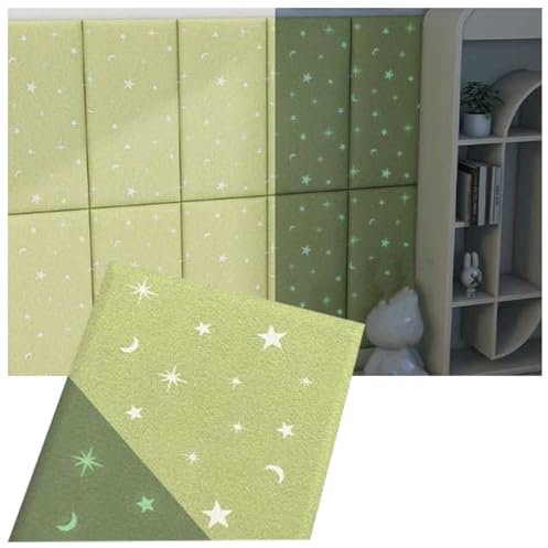 XYUERU Wandkissen Bett Kopfteil Wandpolster,Plüsch Weiche Anti-Kollisions- -Wandpolsterung, 30x60cm,Selbstklebend Gepolstert Polsterpaneel Wand für Wohnzimmer Schlafzimmer(Green)