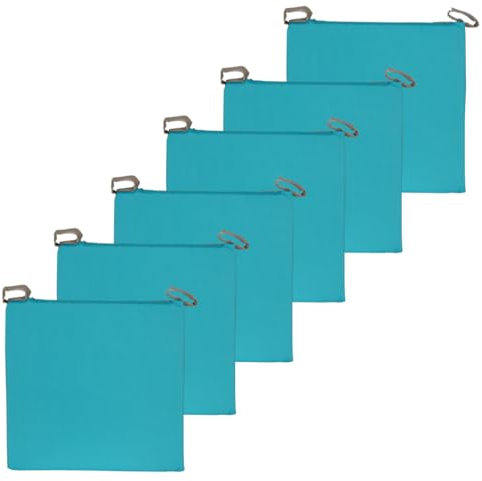 Atout Ciel Lot de 6 Galettes de Chaise Bicolore à Scratch en Tissu déperlant 40x40x4cm, Turquoise/Gris