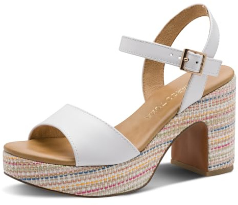 Marco Tozzi Damen Sandale weiches Feel Me Fußbett Vegan Vegan, weiß (WHITE COMB), 41 EU