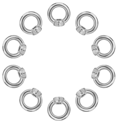 Lashua Ringmutter M5, 10 Stück 304 Edelstahl Ringösen für Hebezubehör, Befestigung von Hängeornamenten, Blumentöpfen und Schaukeln, Silber