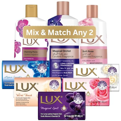 Lux Mix & Match Bundle – Any 2 Products with 1 Soap Bar 80g & 1 Body Wash 500ml – Lux Magical Spell, Aqua Sparkle, Soft Touch, Bright Impress, Velvet Touch, Orchid, Rose & Peony