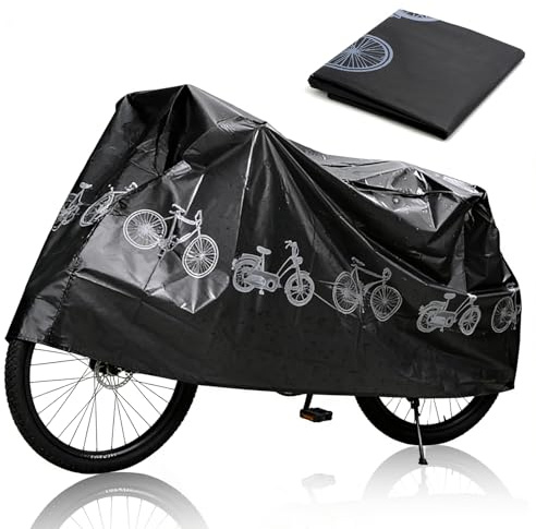 Bike Covers for Outside Storage - Premium Waterproof Fabric Bicycle Cover, Anti Dust Rain Snow UV, Bike Rain Cover for Mountain, Road & Heavy Duty Bikes Fits for Most Bikes up to 29 (200 x 110 Cm)