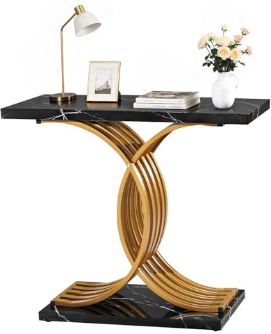 VEVOR Console d’Entrée 100 cm Long, Table Console Moderne, Table d'Appoint Rectangulaire en Bois avec Pieds en Métal, Étroite et Longue, Meuble de Rangement pour Couloir Chambre Salon Vestibule