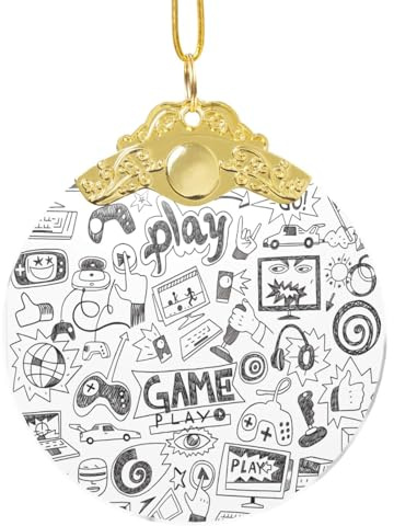Videospiel Jungen Weihnachtskugel Ornament mit Haken, 8,4 cm Glasdekoration mit vollständigem Wickeldruck