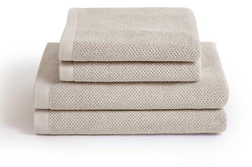 herzbach home - Spa Kollektion - Handtücher Duschtücher Set 100% Baumwolle (Sandgrau)