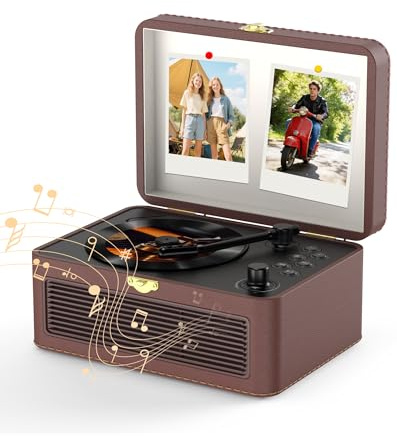 KOVCDVI Retro CD Players for Home with Bluetooth, Radio & Speakers Brown | CD-Player Portable with PU Leather, Remote Control, Support CD/USB/AUX Playback, Hi-Fi Stereo System, Headphone Jack