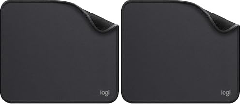 Logitech Mouse Pad - Studio Series, per Computer con Base in Gomma Antiscivolo, Scorrimento Facile, Resistente agli Schizzi, Materiali Durevoli, Portatile, Design Moderno - Grigio (Confezione da 2)