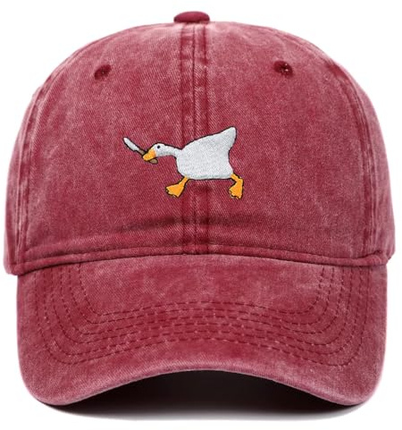 PHITALO Vintage Baseball Cap – Bestickte Kappe Gans mit Messer – 100% Baumwolle Dad Hat – Größenverstellbar (56-58 cm) – Unisex Streetwear Cap