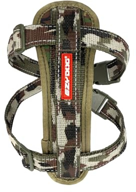 EzyDog Adjustable Chest Plate Harness - Step-In, No Pull Dog Harness, XX Small to XX Large Dogs - Reflective, Durable Soft Webbing, K9 Travel Vest with Car Restraint - Ideal for Active Pets - Camo