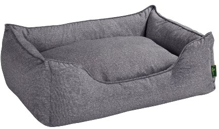 HUNTER Boston Hundesofa, Hundebett, Wendekissen mit Plüschbesatz,pflegeleicht, 80 x 60 cm, grau