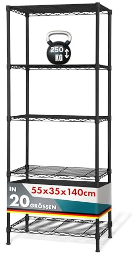 casa pura Metallregal Rocky anthrazit - dekoratives & Robustes Lagerregal, Steckregal für Bad, Küche, Büro, Lager, Keller (5 Böden - 55(B) x35(T) x140(H) cm)