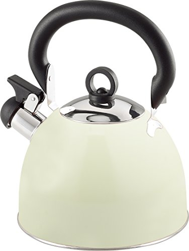 Buckingham Stainless Steel Whistling Kettle Cream with Cool Touch Handle Suitable for Camping Hiking Indoor & Outdoor Use 2.5 Litres