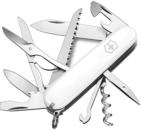 Victorinox Huntsman Swiss Army Knife, Medium, Multi Tool, Camping Knife, 15 Functions, Large Blade, Bottle Opener, White