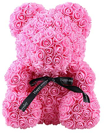 YONII Rose Bear Ewige Blume Teddybär Künstliche Blumen Valentinstag Hochzeitstag Geburtstag Geschenke Spielzeug Dekoration für Freundin Frau (Pink)