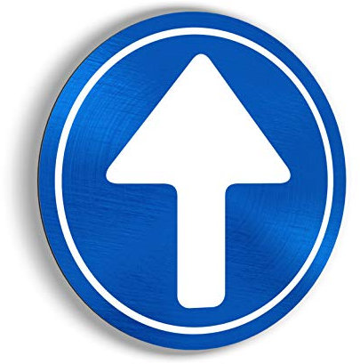 imaggge.COM Panneau Rigide Sens obligatoire - Flèche - Obligation de Tourner - Application sur Poteau, Mur, Porte de Garage - Ultra résistant - Aluminium (Pas PVC) - 20 cm