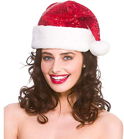 Wicked Costumes Adult Unisex Deluxe Sequin Santa Hat Christmas Fancy Dress Accessory