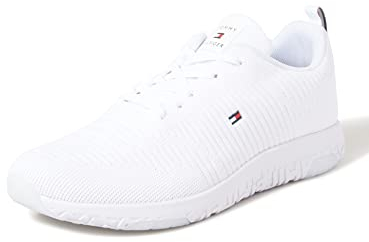 Tommy Hilfiger Herren Runner Sneaker Corporate Knit Rib Runner Sportschuhe, Weiß (White), 44