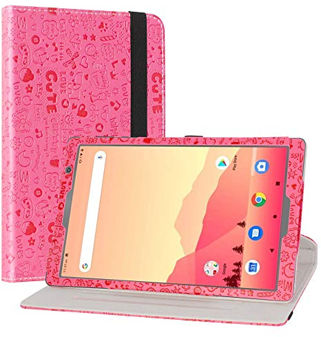 LiuShan Kompatibel mit Vankyo S20 Rotating hülle, 360°rotierenden Drehbares Standfunktion hülle mit Schöne Muster für Vankyo MatrixPad S20 10 inch/Yuntab D107 Tablet(Not Fit MatrixPad S30),Rosen rot