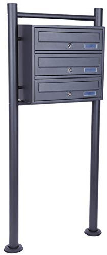 HELO Standbriefkasten Briefkastenanlage Briefkasten Postfach Postkasten 3 – 8 Fächer (3 Fächer (1x3) Z3)