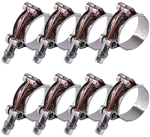 Glarks 8 Stück 38-43 mm Edelstahl T-Bolzen Schlauchschellen Turbo Ansaugschlauch Weichschlauch Ladeluftkühler Klemmen
