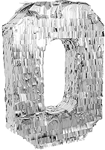 Goodtimes Pinata Zahl 0 in Silber 40cm hoch Partyspiel Zum Befüllen mit Süßigkeiten und zerschlagen Als Geschenkidee für Geburtstag Hochzeit JGA