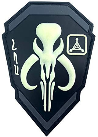 Boba Fett Mandalorian Bantha Skull Leuchten im Dunkeln Airsoft PVC Klett Emblem Abzeichen Patch