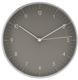 LUUK LIFESTYLE Moderno Reloj de Pared de Cuarzo con segundero, sin tictac, números arábigos, Sencilla decoración escandinava, Regalo para mudanza, salón, Cocina, Pasillo, Dormitorio, Gris