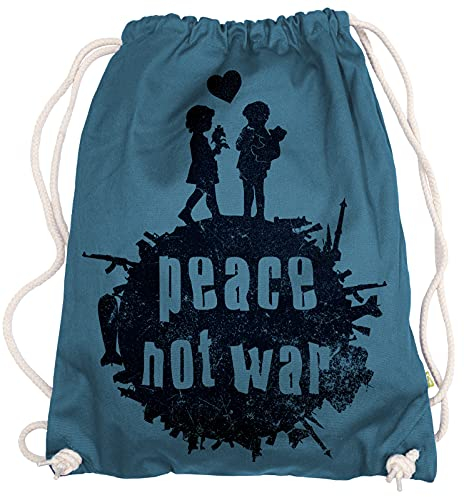 Ma2ca® - Not War Turnbeutel - Stoffbeutel Tasche Hipster Sportbeutel Rucksack Bedruckt Peace Frieden