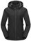 Outdoor Ventures Damen Softshelljacke Kurze Gefütterte Wasserdichte Übergangsjacke mit Abnehmbarer Kapuze Regenjacke Funktionsjacke Outdoor Regenmantel für Wandern Laufen Sporten Dunkelgrau L