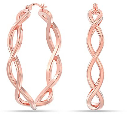 Charmsy 925 Sterling Silver Elegant 18K Gold-Plated 925 Sterling Silver Infinity Twisted Hoop Earrings for Women | Double Twisted Click-Top Celtic Knot Hoops Earring | Size 30mm