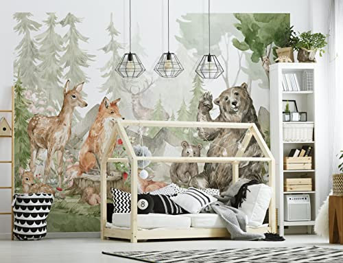 Walltastic Forest Friends Wallpaper Mural, Childrens Bedroom, Playroom, 8 feet High x 10 feet Wide, 1 Size
