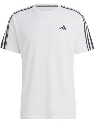 adidas Men's Train Essentials 3-Stripes Training Tee, White/Black, S