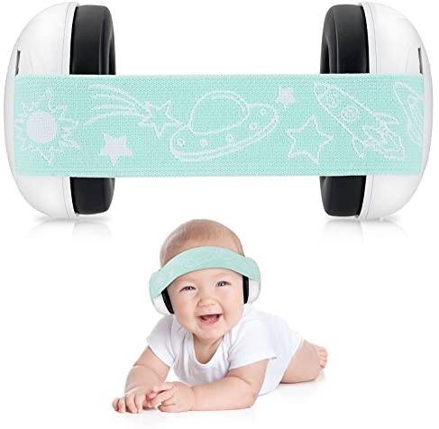 zeroto Baby Ear Defenders und Protektoren, Ohrenschützer für Kinder mit weichem, verstellbarem Kissen für Kinder von 3 Monaten bis 2 Jahren 25dB NNR, grün