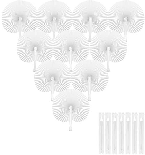 zfyanssee 20Pcs Folding Paper Fans, White Handheld Fan, Hand Fan, Decorations Fans for Wall Decoration, Party, Wedding Favours