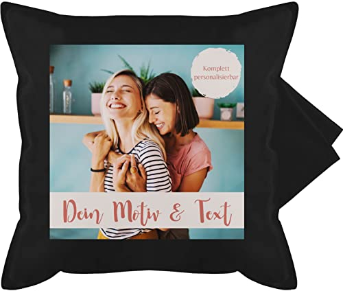 Kissenbezug - eigenem - Eigenes Foto I Eigenes Bild - 50 x 50 cm - Schwarz - fotokissen Kissen zum selber designen selbst drucken Photo kopfkissen Baumwoll muttertagskissen personalisiertes Custom
