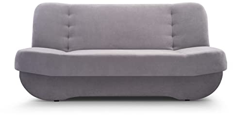 mb-moebel Sofa mit Schlaffunktion und Bettkasten, Kippsofa Schlafsofa Clic-Clack Couch für Wohnzimmer Federkern Sofagarnitur Polstersofa 192x90x87 cm - PAFOS (SORO 90 - Grau)