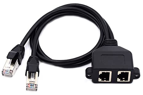 cablecc Cable de extensión de red Ethernet LAN macho a hembra UTP Cat6 de doble puerto 8P8C FTP STP con agujeros de montaje en panel