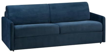 Vente-unique-Schlafsofa 4-Sitzer - Liegefläche: 160 cm - Matratzenhöhe: 14 cm - Samt - Dunkelblau - CALIFE