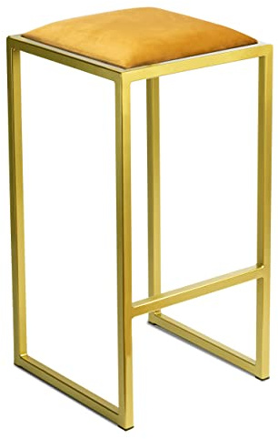 Ferro Barhocker Gold 64 cm - Metall Barstuhl ohne Lehne gepolstert | Loft Design kompakte Sitzlösung für Küche, Hausbar und moderne Wohnbereiche