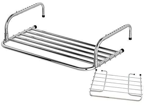 whalebee Stendibiancheria In Acciaio Inox, Stendino Per Calorifero Robusto, Per Balcone E Terrazza, Stendibiancheria Da Appendere Al Balcone Risparmiare Spazio Ribaltabile Stendino