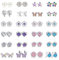LOLIAS 24 Paar 925 Sterling silber Ohrstecker Set für Damen Mädchen Zirkonia Ohrring Perle Kristall rundes Herz CZ Blume Schmetterling Ohrstecker Schmuck
