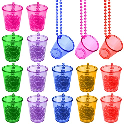 ANZOAT 18Pcs Braut Schnapsglas Halskette,Schnapsgläser zum umhängen,Team Braut Schnapsglaskette,Kunststoff Schnapsgläser Plastik mit Kette für JGA Accessoires,Bachelorette party,Brautparty Dekoration