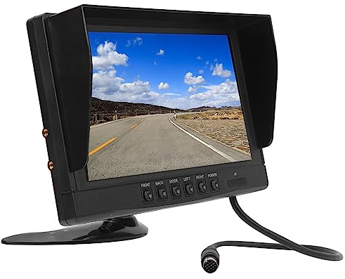 Fydun Moniteur de Caméra de Recul, écran IPS 9 Pouces HD 4 Voies D'affichage D'inversion D'entrée Vidéo, Image Cristalline, pour Camion, Camping-Car, Camionnette, Remorque