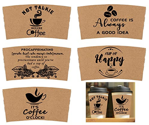 Pack of 50 Kraft Coffee Cup Sleeves Disposable Corrugated Cardboard - 2.7 x 4.9 Kraft Paper Sleeves for Hot and Cold Drinks, Heat Insulation and Hand Protection, Fits 12oz - 20oz Cups