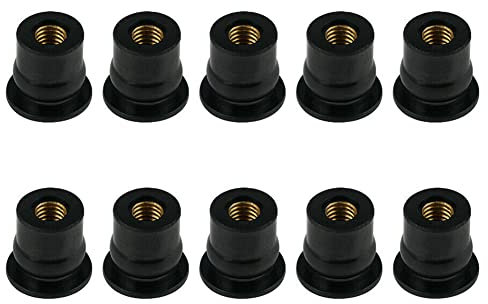 10x M4/M5/M6 Motorrad Windschutzscheibenmutter, Gummimuttern Motorrad Windschutzscheibe Schraube Befestigungsmuttern Windschutzscheiben Wellenmutter (Convex type,M6)