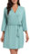 MAGIC ARMOR Damen Bademantel Für Damen Leichter 3/4 Ärmeln Bademantel Nachtwäsche Kimono Saunamantel mit Tiefer V-Ausschnitt Morgenmantel Schlafanzug Seladon grün XL