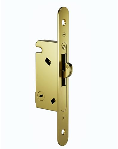 T-HAKEN Sliding Glass Door Handle Set with Mortise Lock - Key Cylinder and Keeper, Replacement Handle Set. (Gold)
